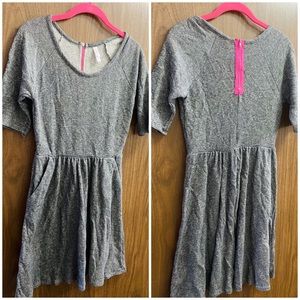 Xhileration Target charcoal grey dress with pockets & neon pink zipper. Size M